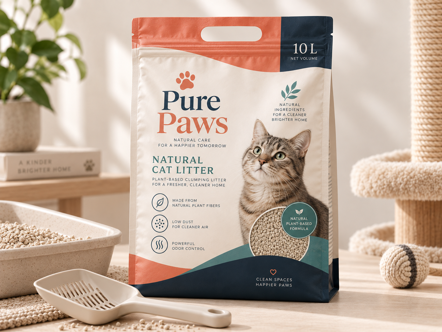 Комкующийся наполнитель Pure Paws для кошачьего туалета 10 литров